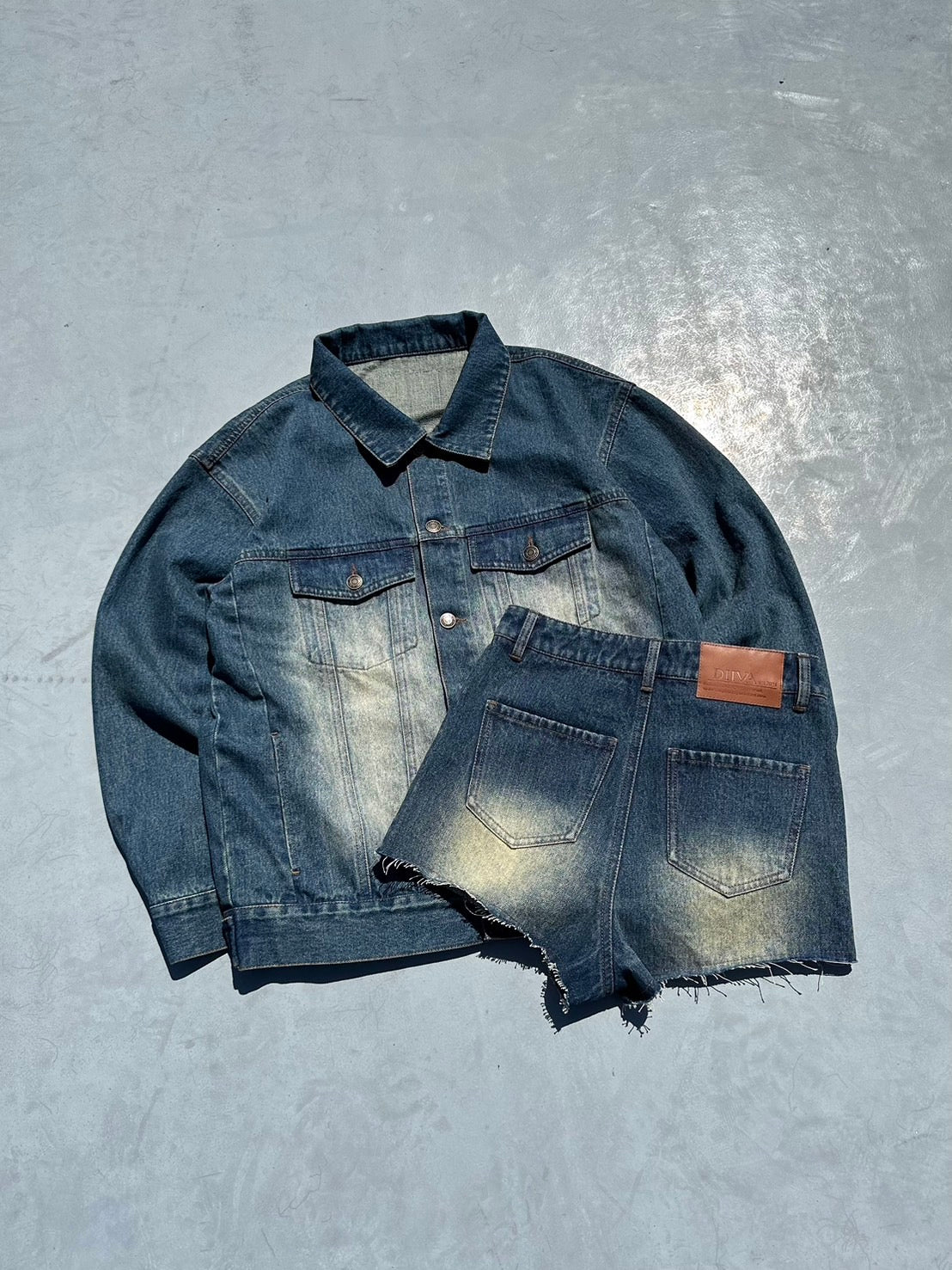 BLUE DENIM SET UP / shortpants